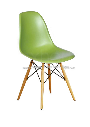 Eiffel Wire Base Side Chair with Wood Legs